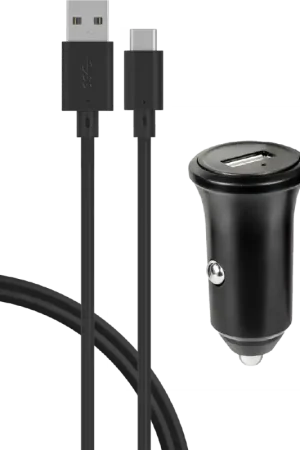 Chargeur voiture 3A IC Smart + Câble USB A/USB C Noir Bigben Expédition Rapide