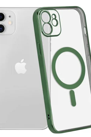 Produit De Marque ShieldCase Coque iPhone 11 transparente revêtement métallique Magsafe (vert foncé)