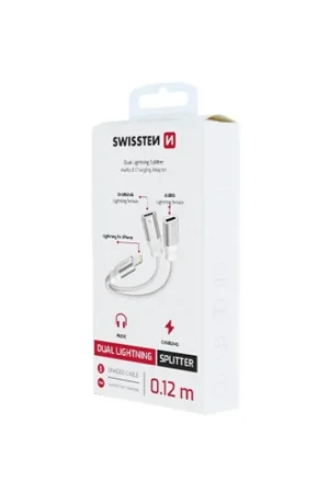 Adaptateur Double Lightning audio & charge Swissten Blanc Offre Exclusive