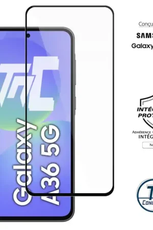 Soldes Samsung Galaxy A36 5G - Verre trempé intégral Protect - Noir - TM-Concept®
