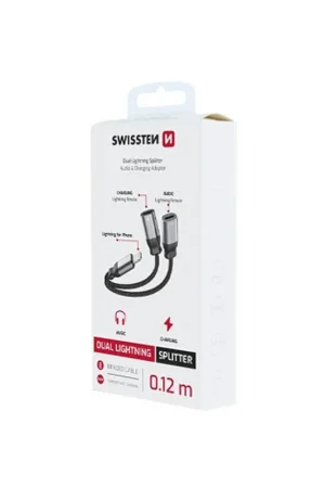 Adaptateur Double Lightning audio & charge Swissten Noir Offre Spéciale