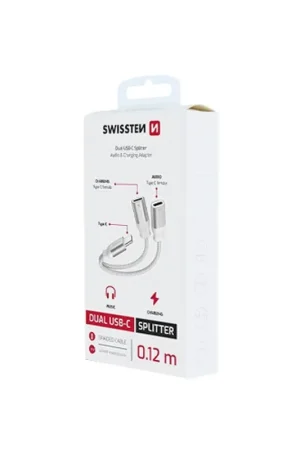 Adaptateur Double USB-C Audio & Charge Blanc Livraison Express