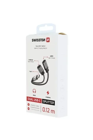 Adaptateur Double USB-C audio & charge noir Soldes