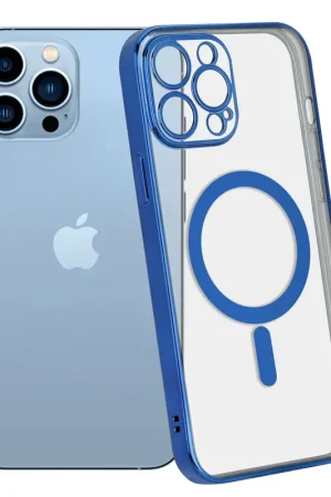 Prix Cassé ShieldCase Coque iPhone 13 Pro Max revêtement métallique Magsafe transparent (bleu foncé)