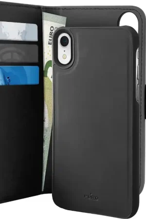 Etui Folio  iPhone XR Puro avec magnet détachable noir Commander Maintenant