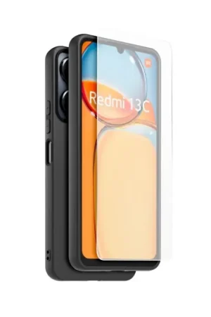 Nouveauté Packs Xiaomi Redmi 13C Coque TPU noire et Verre trempé