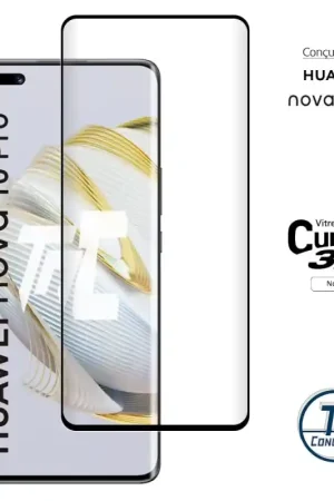 Livraison Express Huawei Nova 10 Pro - Verre trempé 3D incurvé - Noir - TM-Concept®