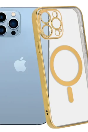 Retour Gratuit ShieldCase Coque iPhone 13 Pro Max revêtement métallique Magsafe transparent (or)