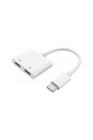 Acheter Direct Adaptateur Audio USB C vers USB C + Charge USB C 12cm Blanc