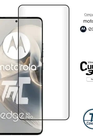 Motorola Edge 50 Pro - Verre trempé 3D incurvé - Noir - TM-Concept® Jusqu’à Épuisement Des Stocks