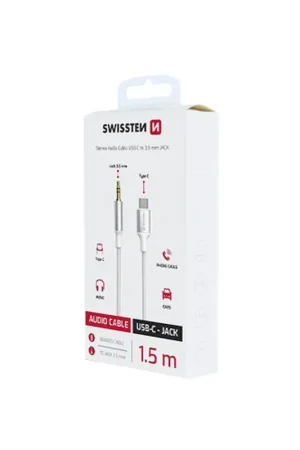 Adaptateur textile USB-C / Jack 1,5m Blanc Haute Qualité