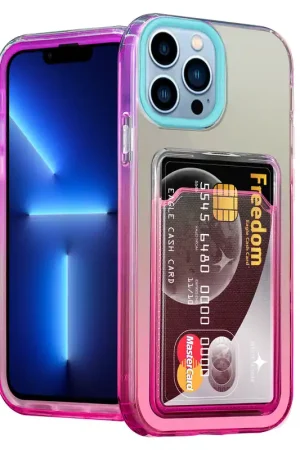 Prix Choc ShieldCase Coque iPhone 13 Pro Max porte-cartes colorée (turquoise/rose)