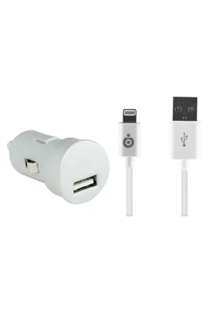 Mini chargeur allume-cigare connectique Lightning blanc 1A Petit Prix