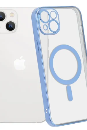 Haute Qualité ShieldCase Coque iPhone 14 Plus revêtement métallique Magsafe transparent (bleu)