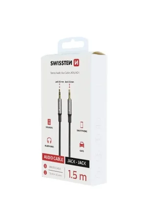 Câble Jack mâle / Jack mâle 1.5m Swissten Noir Bon Plan