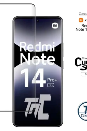 Seulement Aujourd’hui Xiaomi Redmi Note 14 Pro+ 5G - Verre trempé 3D incurvé - Noir - TM-Concept®