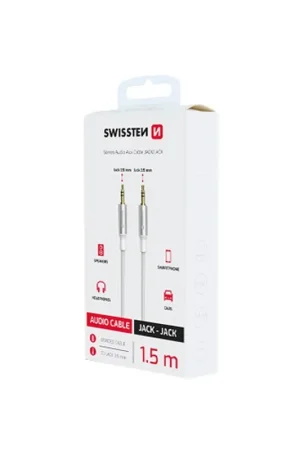 Câble Jack mâle/mâle 1.5m Swissten Blanc Remise