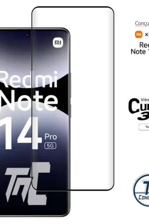 Commande En Gros Xiaomi Redmi Note 14 Pro - Verre trempé 3D incurvé - Noir - TM-Concept®