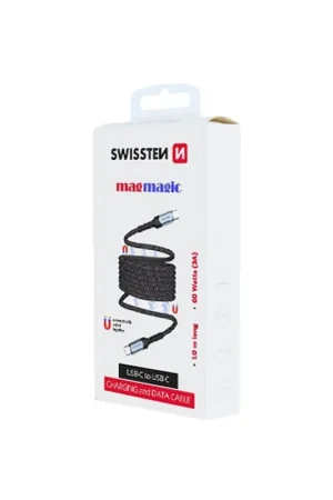 Câble magnétique auto-enroulant USB-C | 1 m Noir Expédié Aujourd’hui
