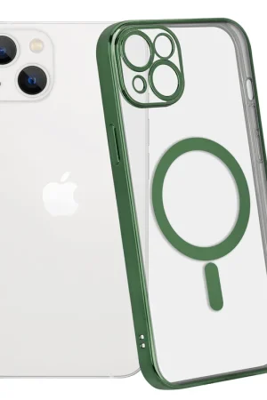 Livraison Express ShieldCase Coque iPhone 14 Plus revêtement métallique Magsafe transparent (vert foncé)