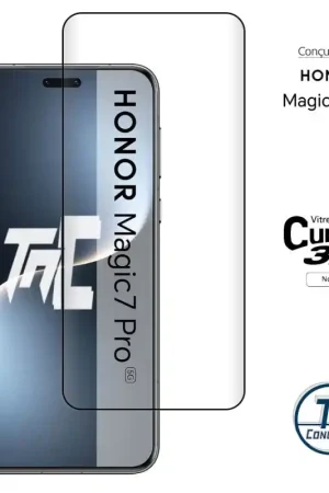 Honor Magic 7 Pro - Verre trempé 3D incurvé - Noir - TM-Concept® Offre Spéciale