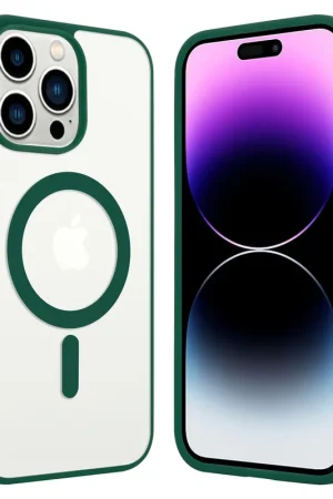 Prix Réduit ShieldCase Coque Transparente iPhone 14 Pro Max Magsafe avec bords colorés (vert)