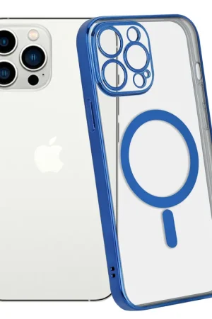 ShieldCase Coque iPhone 14 Pro Max revêtement métallique Magsafe transparent (bleu foncé) Dernière Chance