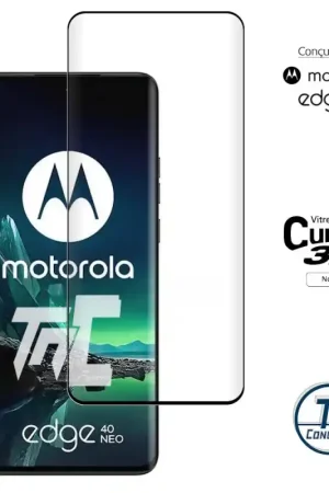 Offre Spéciale Motorola Edge 40 Neo - Verre trempé 3D incurvé - Noir - TM-Concept®