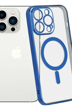 Vente Flash ShieldCase Coque iPhone 14 Pro revêtement métallique Magsafe transparent (bleu)