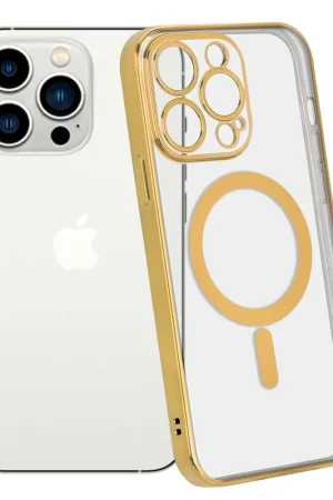 Meilleure Vente ShieldCase Coque iPhone 14 Pro revêtement métallique Magsafe transparent (or)