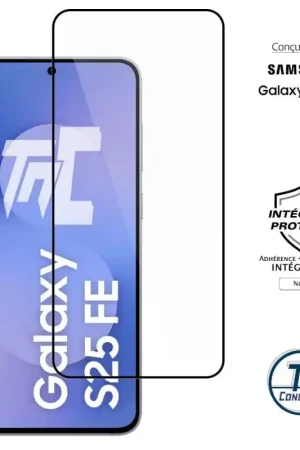 Samsung Galaxy S25 FE - Verre trempé intégral Protect - Noir - TM-Concept® Populaire