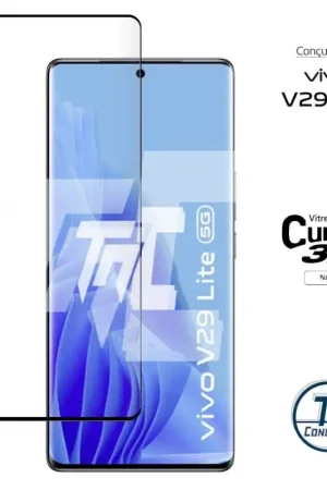 Vivo V29 Lite - Verre trempé 3D incurvé - Noir - TM-Concept® Super Prix