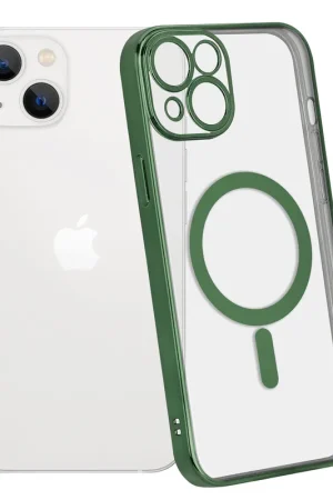Prix Choc ShieldCase Coque iPhone 14 transparente revêtement métallique Magsafe (vert foncé)