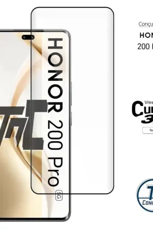 Paiement Sécurisé Honor 200 Pro - Verre trempé 3D incurvé - Noir - TM-Concept®
