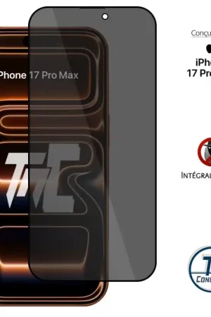 Apple iPhone 17 Pro Max - Verre trempé teinté intégral - Noir - TM-Concept® - gamme Intégral Privacy Bon Marché