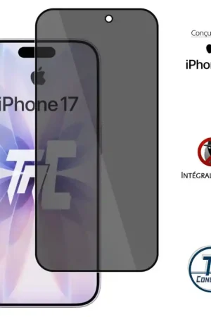 Authentique Apple iPhone 17 - Verre trempé teinté intégral - Noir - TM-Concept® - gamme Intégral Privacy