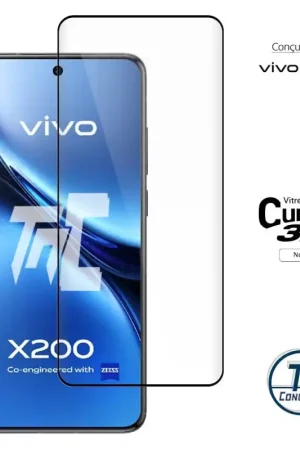 Dernier Modèle Vivo X200 - Verre trempé 3D incurvé - Noir - TM-Concept®