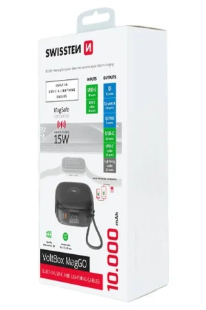 Authentique Batterie 10000mAh avec câbles intégrés Swissten
