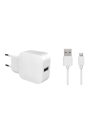 Prix Choc Chargeur maison 2.4A IC Smart + Câble USB A/micro USB Blanc Bigben