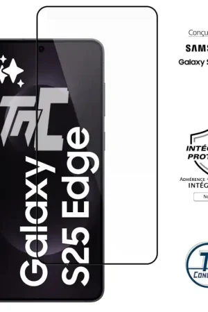 Marque Samsung Galaxy S25 Edge - Verre trempé intégral Protect - Noir - TM-Concept®