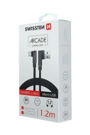 Câble Swissten Arcade USB/Micro USB 1.2 M Noir Offre Du Jour