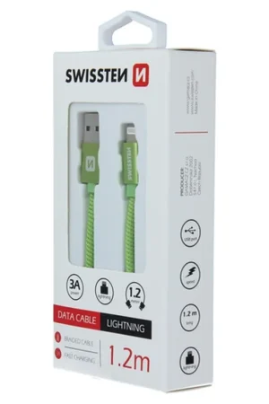 Vente Directe Câble Swissten textile USB/Lightning 1.2m Vert
