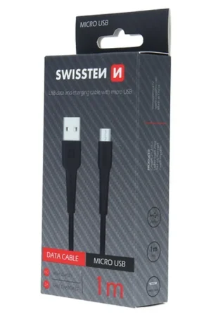 Câble Swissten USB / Micro USB 1m Noir Retour Gratuit