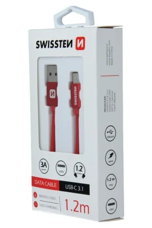 Cable textile USB / USB-C 1,2m Rouge Prix Réduit