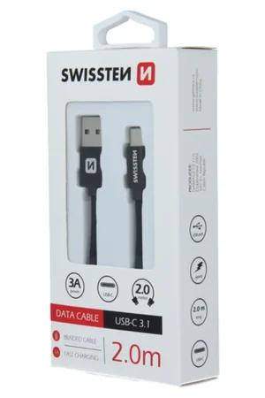 Soldes Câble textile USB / USB-C 2m Noir