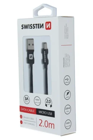 Câble textile USB/Micro USB 2m Noir Super Prix