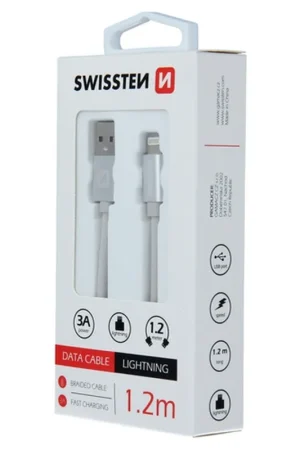 Câble USB / Lightning en textile 1.2m argenté Remise
