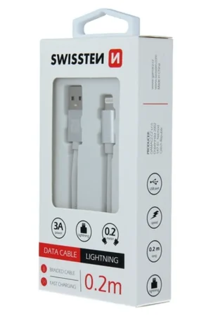 Câble USB Lightning 0.2m Textile Argent Must-Have