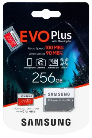 Carte microSD EvoPlus 256Go avec adapt. SD Samsung Commander Vite