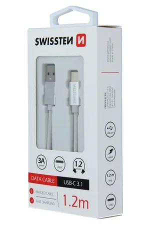 Cable Swissten USB / USB-C 1.2m Silver Offre Exclusive